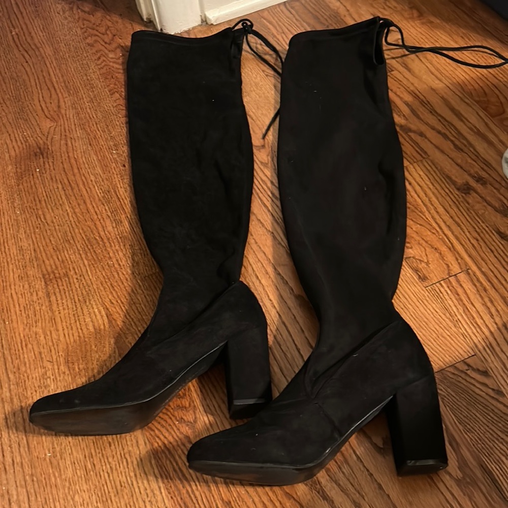 Chinese Laundry Black Suede over the knee booties